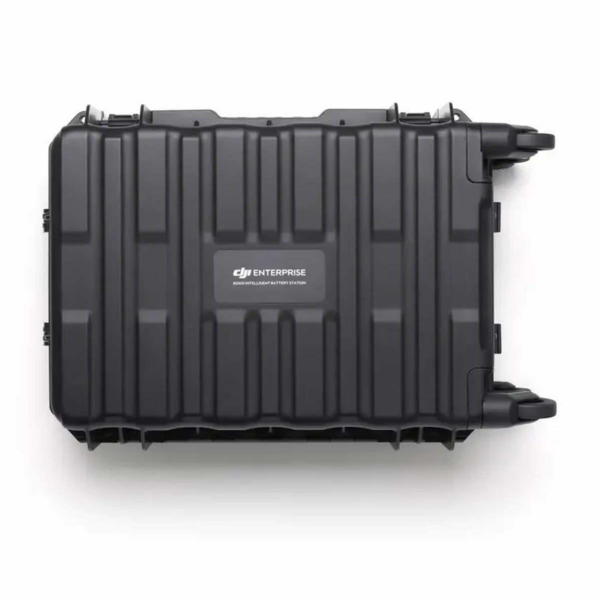 DJI BS100 Akkuladestation für die Matrice 400 von oben mit DJI-Enterprise-Schild