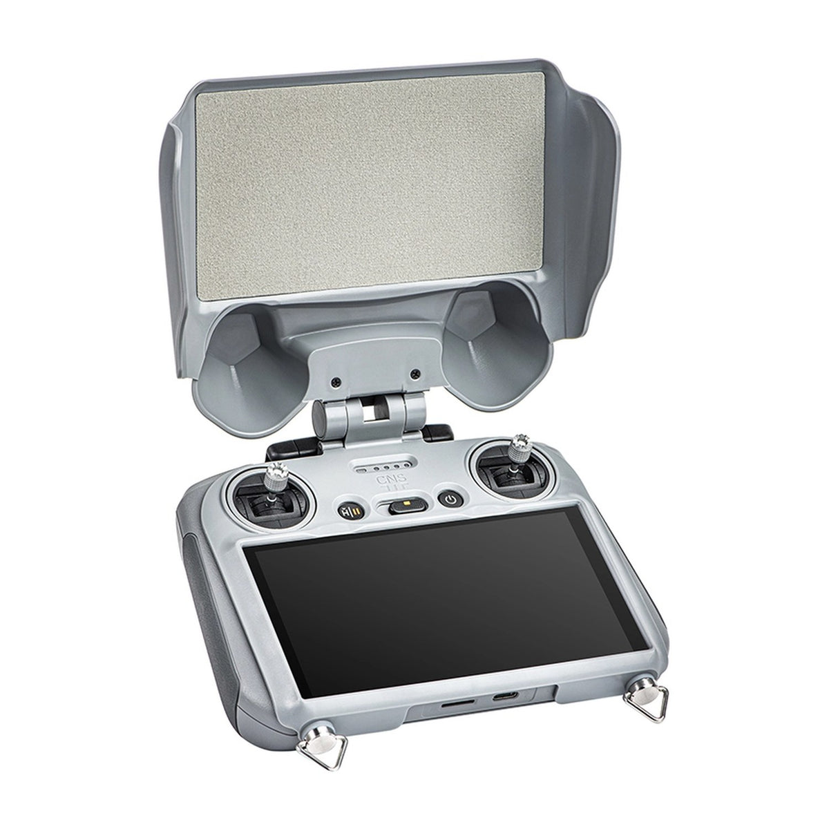 DJI RC 2 mit aufgeklappter STARTRC Sonnenblende