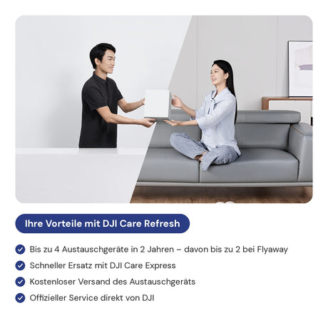 Vorteile von DJI Care Refresh für die DJI Mini 4 Pro: bis zu 4 Austauschgeräte in 2 Jahren