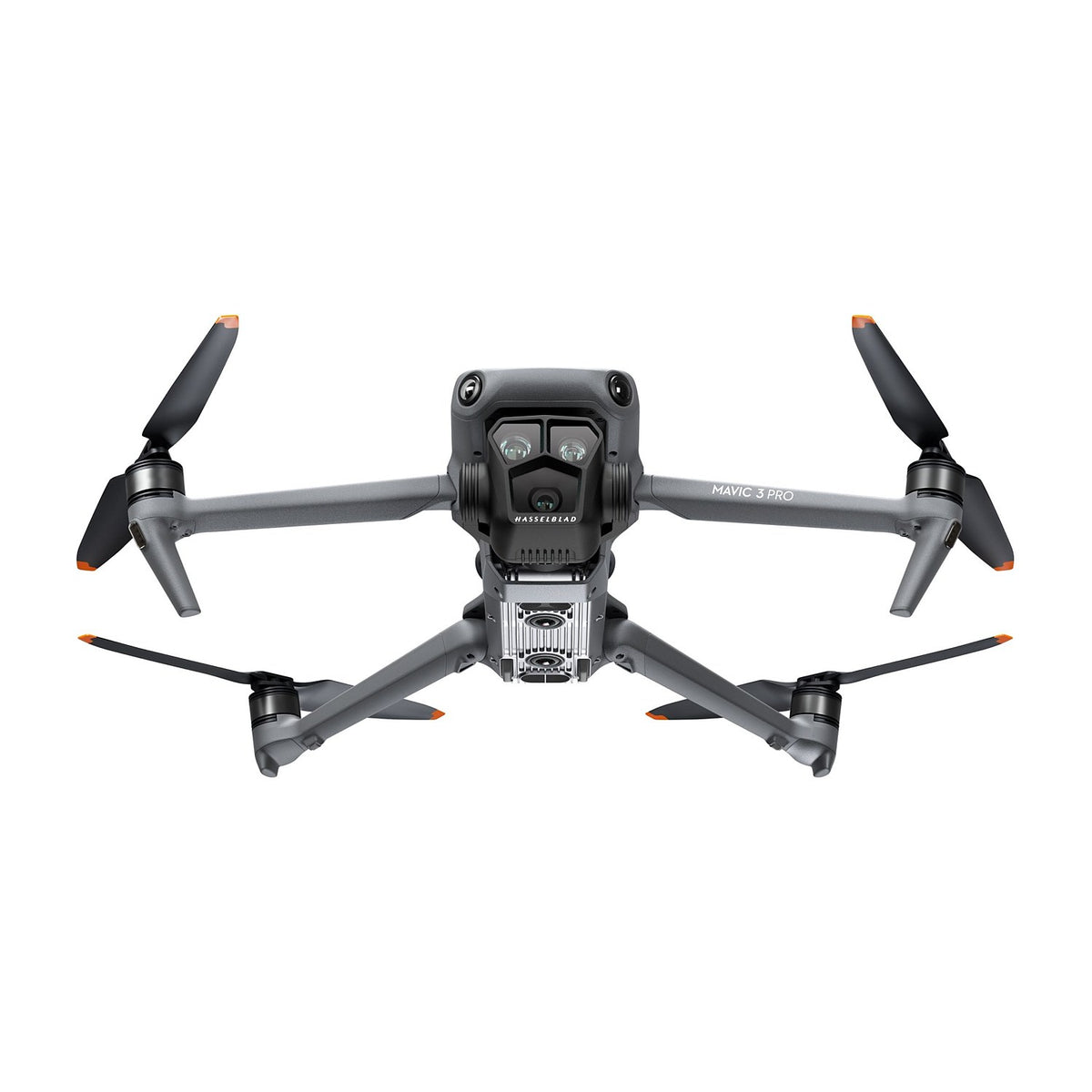 DJI Mavic 3 Pro Ersatzdrohne in der Frontansicht mit Hasselblad-Dreifachkamera