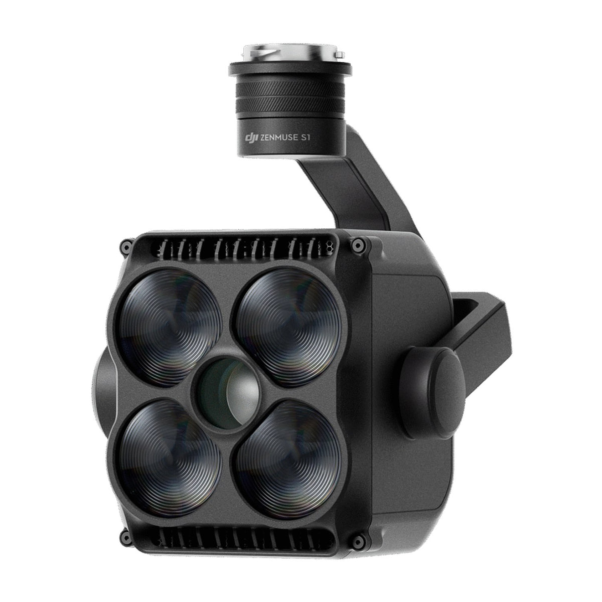 DJI Zenmuse S1 Scheinwerfer von vorn links mit fünf Leuchtfenstern