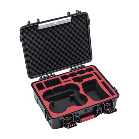 STARTRC DJI Avata 2 Koffer geöffnet mit leerer EVA-Einlage und LED-Sensorlicht im Deckel