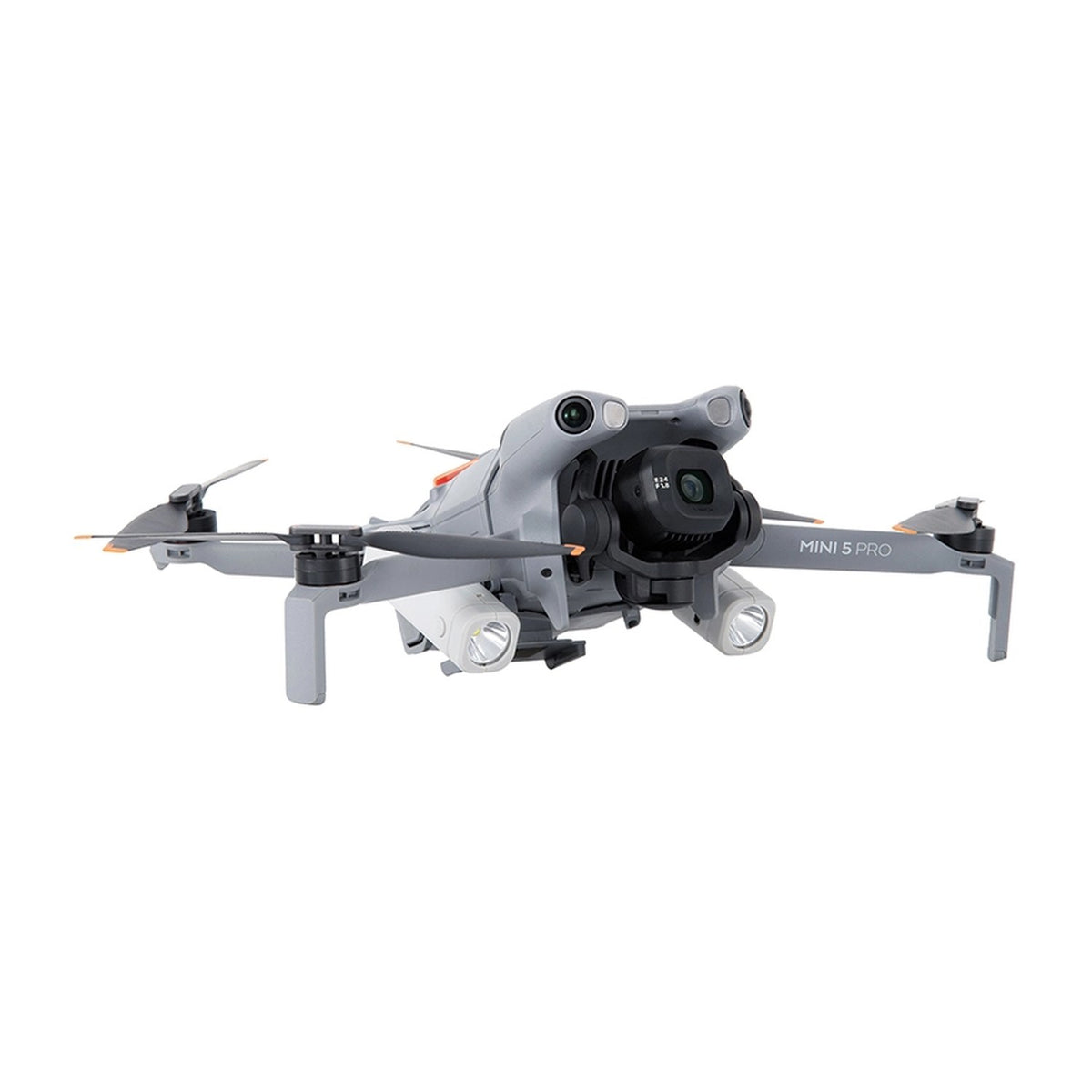 DJI Mini 5 Pro mit montiertem STARTRC Doppel-LED-Scheinwerfer