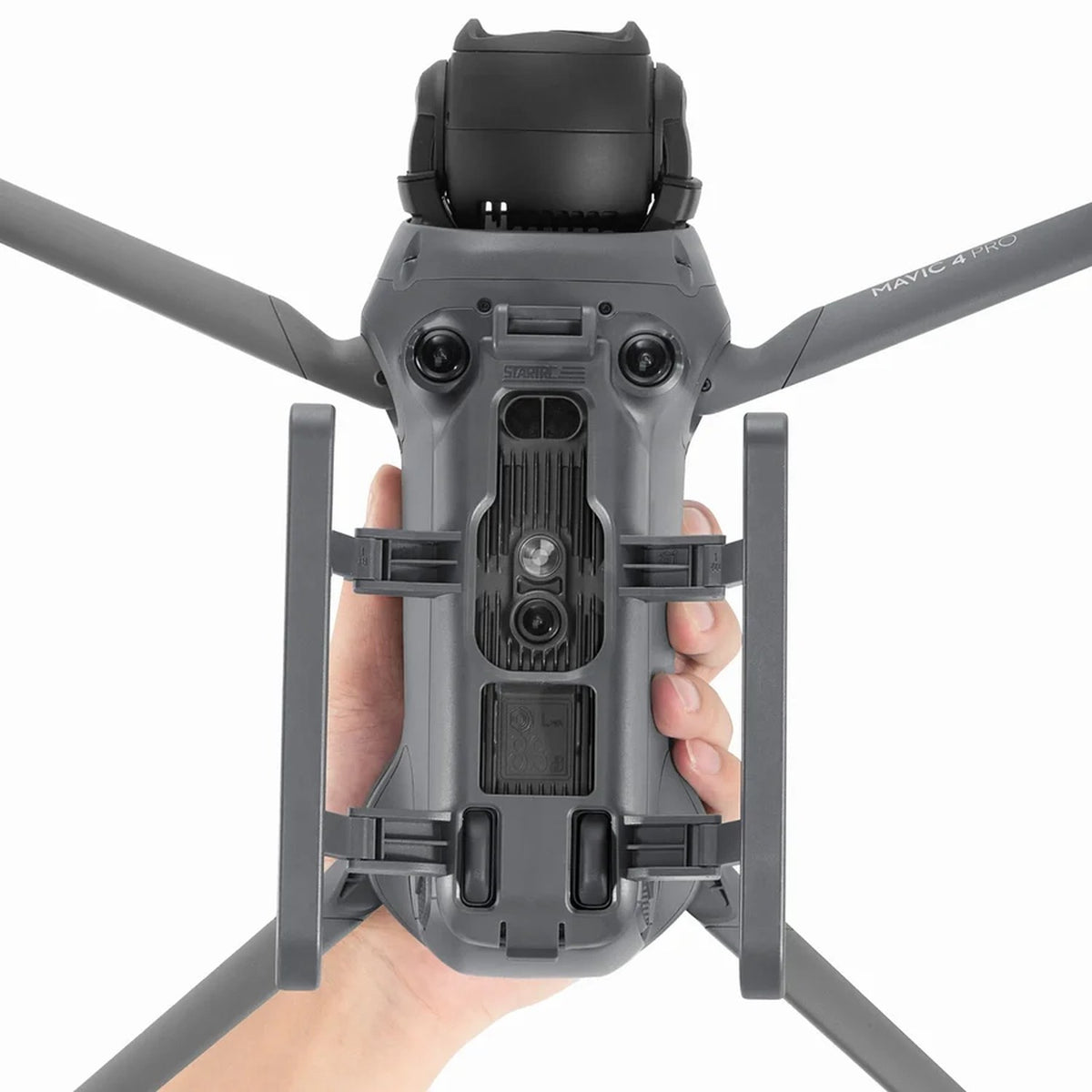 DJI Mavic 4 Pro mit STARTRC Landegestell von unten, Sensoren bleiben frei