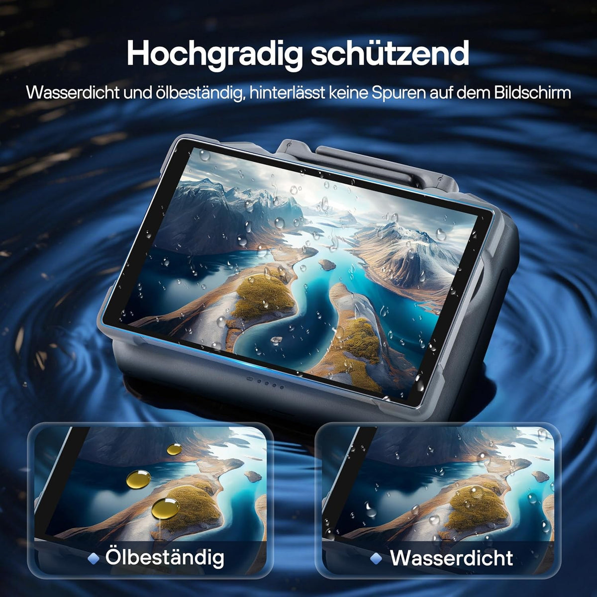 STARTRC Panzerglas auf der DJI RC Pro 2: wasser- und ölabweisende Oberfläche