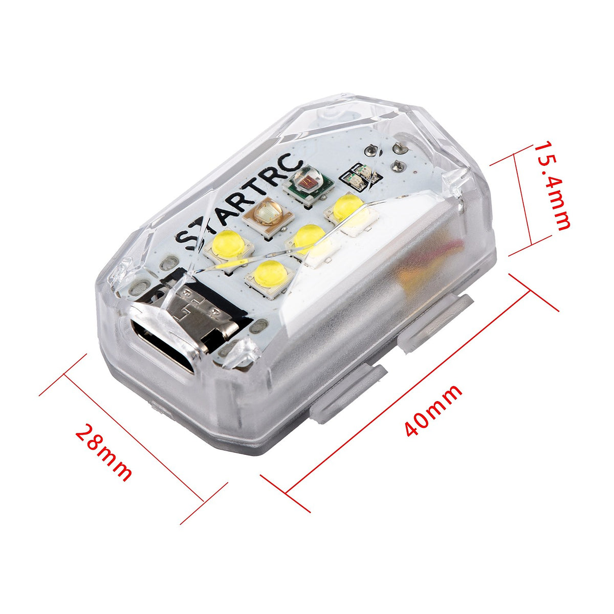 STARTRC Strobe-Blinklicht: Maße 40 × 28 × 15 mm
